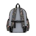 thumbnail image 3 of Mushroom and Flower Black Pattern Backpack for School, Cute School Bag with Adjustable Shoulder Straps and Padded Back, 13.4"x11"x4.7", 3 of 5