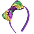 thumbnail image 1 of Needzo 2024 Mardi Gras - Diadema con lazo con purpurina, color morado, verde y dorado, accesorio para el pelo para fiesta, talla única (diadema), 1 of 5
