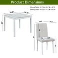 thumbnail image 4 of GZXS 5-Piece Dinette Set, Square Dining Table with Crystal Crushed Diamond Edge and 4 Linen Upholstered Chairs, Space-Saving Dining Set for Compact Kitchen, White+Light Gray, 4 of 8
