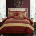 thumbnail image 2 of Nanshing Halo 7 Piece Traditional Comforter Set, Red Gold, Queen, 2 of 7