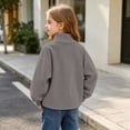 thumbnail image 3 of Hzzrkos Girls Corduroy Mock Neck Sweatshirt Long Sleeve Casual Pullover Tunic Top Soft Textured Shirt with Side Slit Hem Relaxed Daily School Travel Wear Gray, 3 of 9