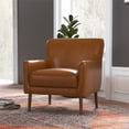 thumbnail image 3 of Rosedale Fauteuil Lounge en Cuir Véritable Rembourré Style Mi-Siècle en Tan, 3 of 7