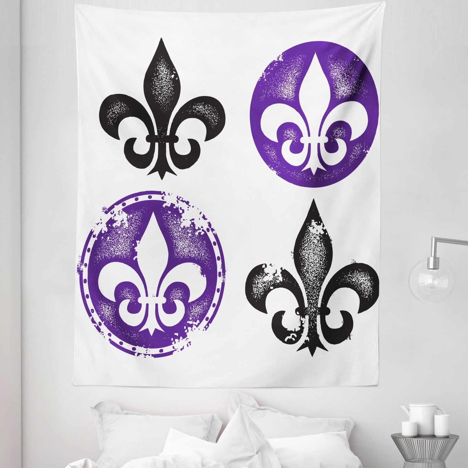 Fleur De Lis Tapestry, Arrangement of Fleur De Lis Designs Silhouettes