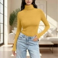 thumbnail image 2 of Kaondbfi Women's Solid Color High Neck Regular Long Sleeve Crewneck T Shirt Spring Summer Fashion Clothing, 2 of 7