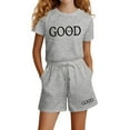 thumbnail image 2 of Summer Outfits For Girl 2 Piecegirls 2-Piece Outfit Set Girls Fashion Letter Print Casual Loose Short Sleeve Suit, 2 of 4