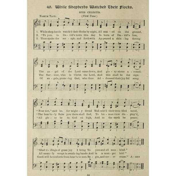 While Shepherds Watch their Flocks Babcock (1858-1901) & Tate Christmas Song 1910 Poster Print ...