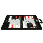 Silverman & Co. 16-inch Premium Backgammon Set - Medium - Black/Scarlet Red