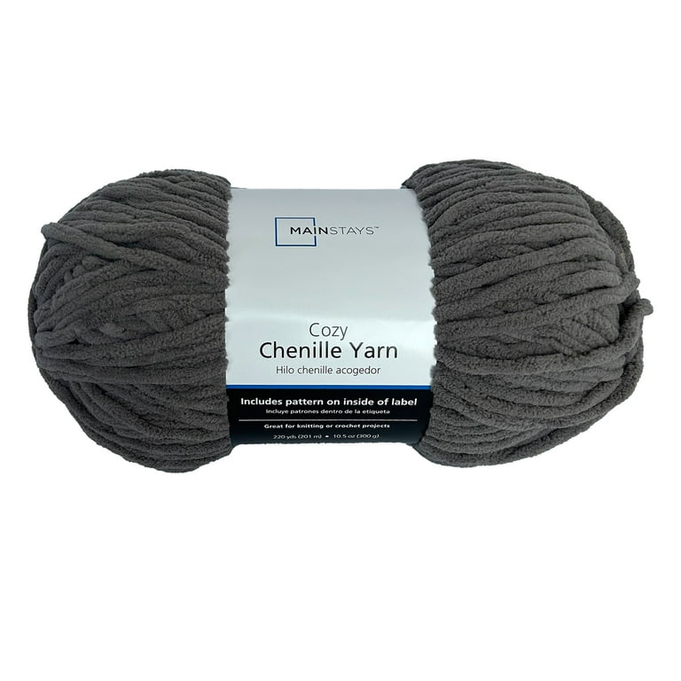 Mainstays Cozy Chenille Bulky 100 Polyester Yarn Charcoal 220 yd Pack of 4 Walmart