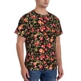 thumbnail image 4 of Yiaed Rose Flowers Print Mens Short Sleeve Tight Fit T-Shirt, Crewneck Casual Tee-X-Large, 4 of 5