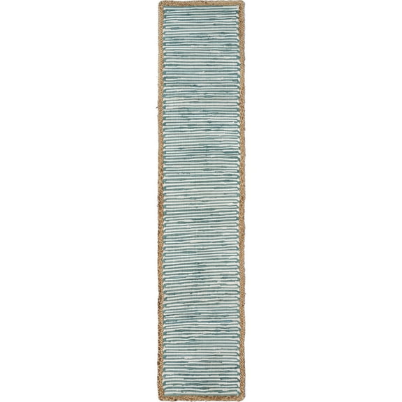 Ox Bay Flora Bohemian Cotton Table Runner, Blue/Cream 6’8” Length