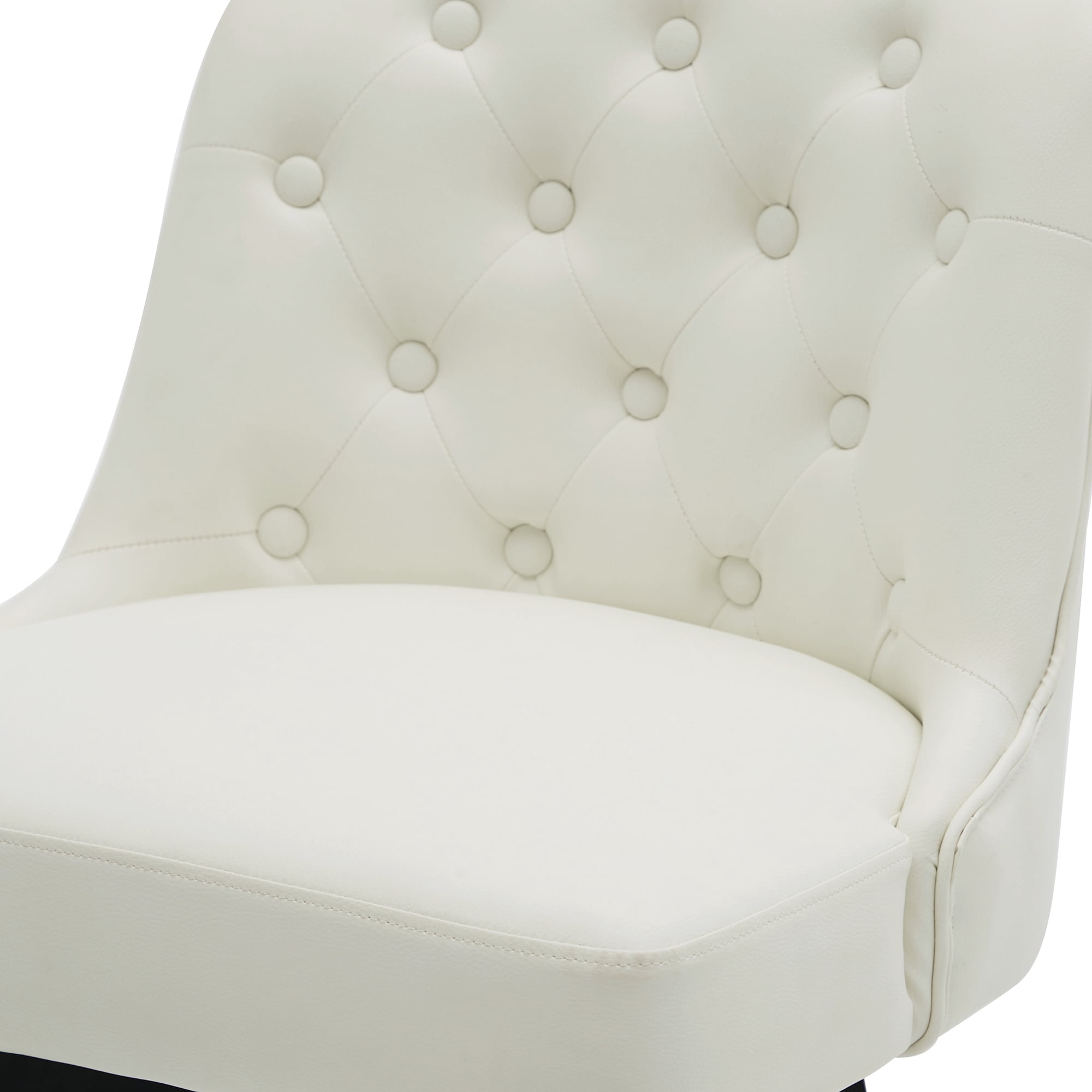 MINCETA Bar Stools,30" 360 Free Swivel Upholstered Bar Stool with Back-PU in Cream White