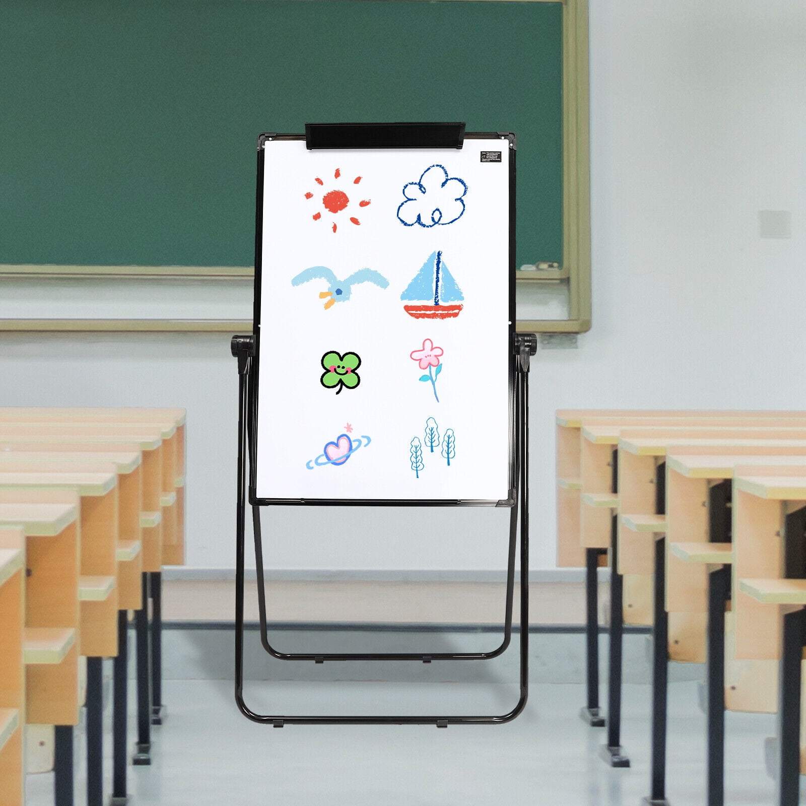 Dry Erase Whiteboard Height Adjustable, Magnetic Easel Board 28 x 40 inches Double Sided Flip Chart Easel Portable Stand White Board for Teaching Presentation Meeting