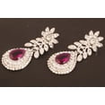 thumbnail image 3 of Sunsoul by Touchstone Indian Bollywood Rhinestone / faux purple amethyst bridal designer jewelry earrings for women in silver tone, 3 of 5