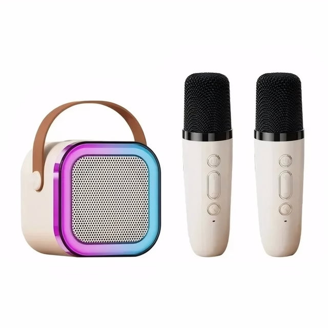 WDOplteas Mini Máquina Karaoke 5.3 Compatible Con Con Micrófono Inalámbrico (micrófono Blanco 2)