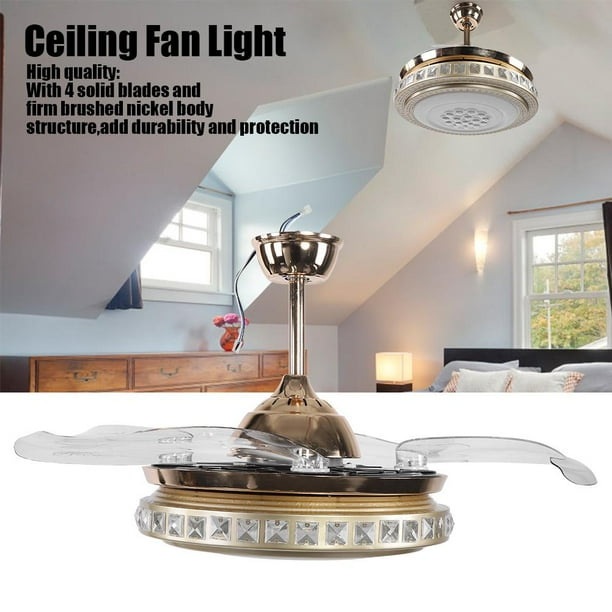 Doact 42 Invisible Retractable Ceiling Fan Light Led Dimmable Chandelier Remote With 3 Color Changing Lights Com Doact 42 Invisible Retractable Ceiling, Chandelier With Ceiling Fan Attached