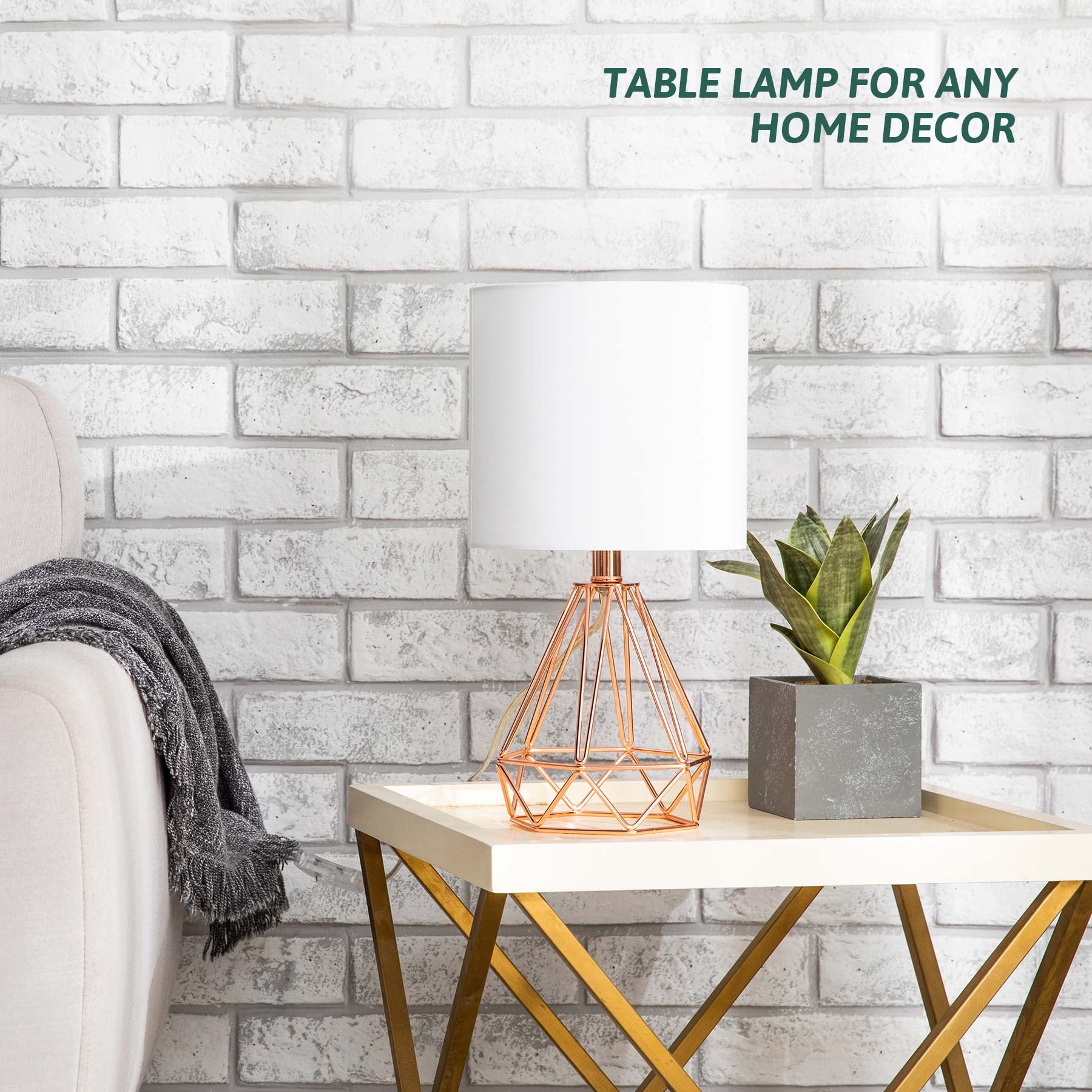 15 Table Desk Lamp W Open Cage Design Metal Base For Cute Aesthetic Room Decor Walmart Com Walmart Com