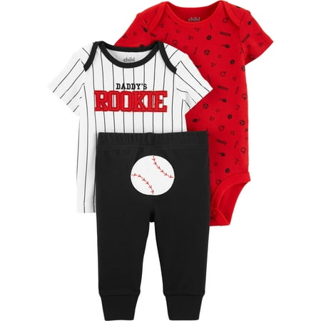 New Boutique 2 Piece Outfit - Short Sleeve T-Shirt, Bodysuit, and Pants, 3 Piece Outfit Set (Baby Boys)
