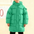 thumbnail image 2 of HNMKIU Winter Girls Hooded Long Down Coat Thickened Warm Padded Jacket Winter Coats for Girls Outerwear for Cold Weather and Comfort 3-14 Years Green,4-5 Years, 2 of 5