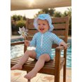 thumbnail image 6 of BemeyourBBs Toddler Baby Girl Swimsuit Infant Bathing Suit One Piece Swimsuits with Sun Hat Set Long Sleeve Rash Guard Swimwear Striped Dot Zipper Summer Beach Wear, 6 of 9