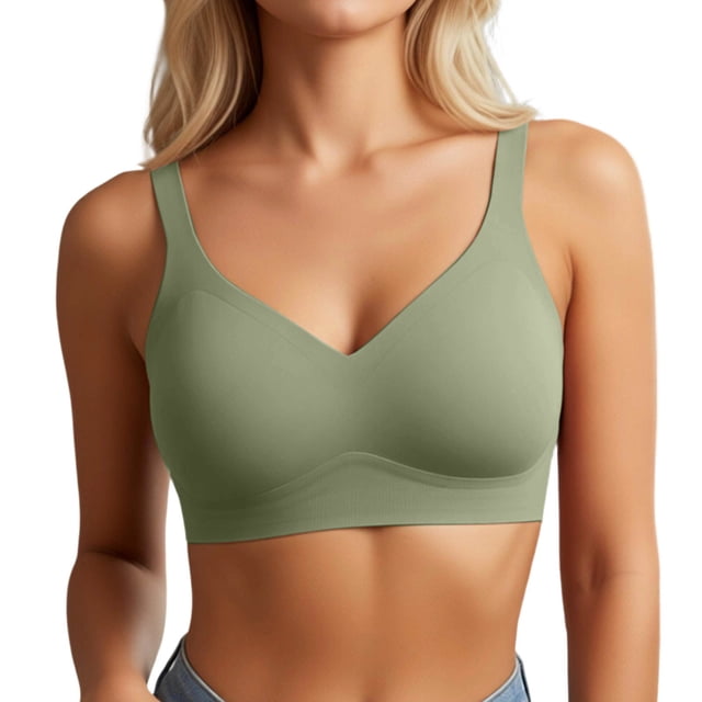 Seamless Full Coverage Lift Bra for Everyday Wear – Wireless V Shaping Underwear Providing Strong Bust Support and Comfortable Fit