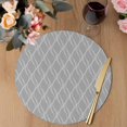 thumbnail image 3 of Grey White Stripes Round 13 Inch Placemats Set of 6, Simple Geometric Modern Monochrome HeatResistant Non Slip Place Mats for Dining Table, Wipeable Braided Kitchen Table Mats for Housewarming, 3 of 9