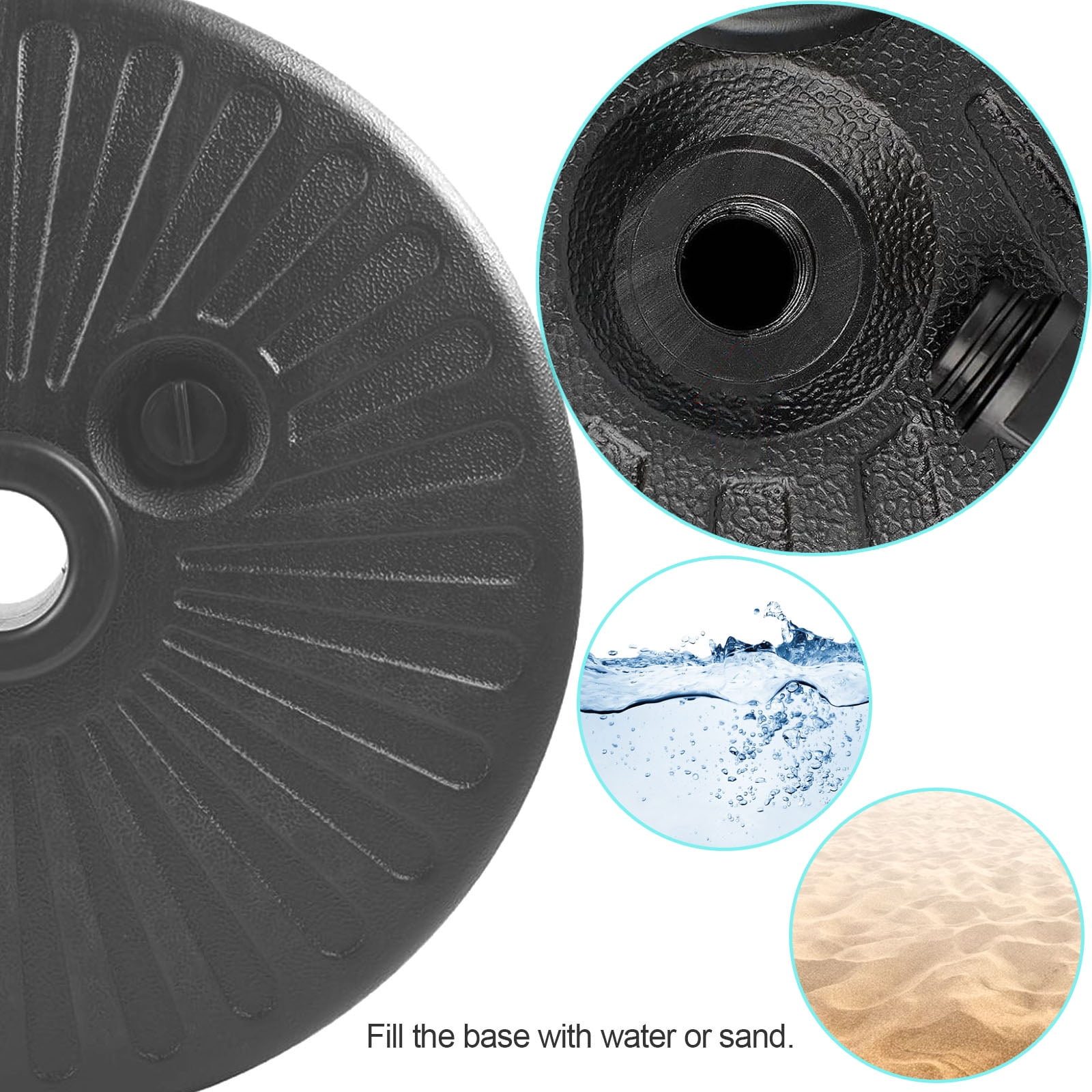 PULNDA 6 HDPE Plastic Patio Umbrella Base, Stable