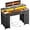 Black, variant on HLDIRECT 47 inch Computer Desk with 8 Storage Drawers, Gaming Desk with LED Lights & USB Power Outlets, Home Office Table with Monitor Stand, Study Writing Work Table for Bedroom, Rustic Brown