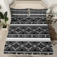 thumbnail image 2 of jejeloiu Southwestern Aztec Geometric Twin Sheet Sets,Boho Exotic Style Twin Fitted Sheet,Gray Black Flat Sheet For Men Women,Super Cozy Room Decor,3pcs, 2 of 7