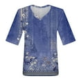 thumbnail image 3 of Susanny Womens Summer Tops Fashion V Neck Half Sleeve Oversized T Shirts Elbow Length Tee Shirts Casual Tops Loose Fit Blue 2XL, 3 of 6