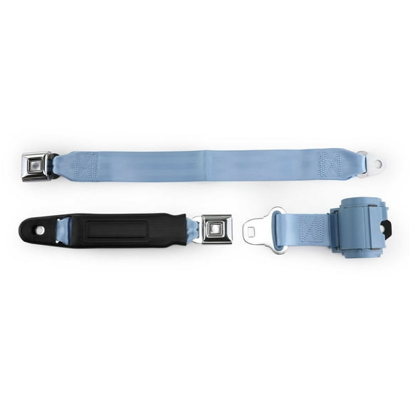 RetroBelt Powder Blue Pushbutton Retractable Lap Seat Belt Bench Seat No Hardware