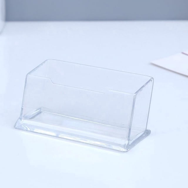 Paquete de 5 tarjeteros de escritorio para tarjetas de presentación, estuche de almacenamiento de plástico transparente, caja de almacenamiento de datos para un fácil acceso a la oficina