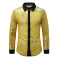 thumbnail image 1 of Blusa y camisa de manga larga con cuello vuelto para hombre, estilo casual, con botones, estampado playero, de manga corta, de poliéster, 1 of 8