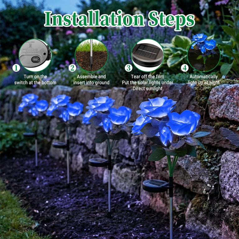 DAYBETTER Solar Rose Garden Lights, 2-Pack, Blue photo 7