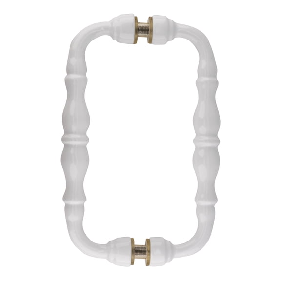 Brixwell HT-6BTB-W 6 Inches Center To Center Traditional Series Shower Door Handle Back to Back Mount Gloss White