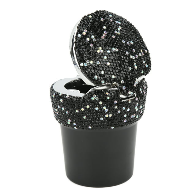 Auto Holder, LED Light Indicator Bling Bling Car Ashtray Multifunctional -Studded For Vehicle Black,White,Red