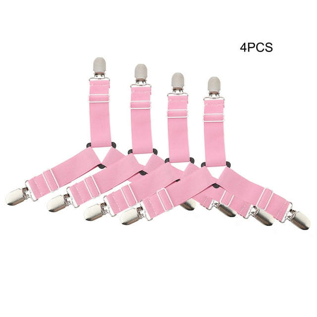 Soporte para sábanas de colchón y cama triangular ajustable, correas, Clips, sujetadores de agarre (rosa), 4 Uds.