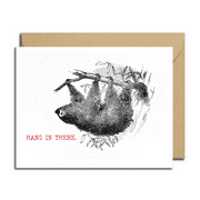Hang In There Sloth Greeting Card – Cute Encouragement Card with Envelope – Perfect for Cheer Up, Friendship, or Supportive Messages