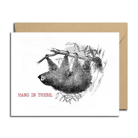 Hang In There Sloth Greeting Card – Cute Encouragement Card with Envelope – Perfect for Cheer Up, Friendship, or Supportive Messages