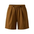 thumbnail image 4 of ITSAME Womens Plus Size Cotton Linen Shorts Elastic Waist with Pockets Summer Loose Casual Shorts Khaki Size 4XL, 4 of 6