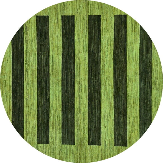 Ahgly Company Machine Washable Indoor Round Abstract Turquoise Blue Modern Area Rugs, 7' Round