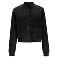thumbnail image 4 of SwiftWear Women's Cropped Faux Suede Bomber Jacket Stand Collar Casual Short Moto Style Coat​ Lightweight Trendy​, Black, 4 of 9