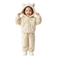 thumbnail image 5 of CAIVO Girls Solid Color Loungewear Fall Winter Hooded Cozy Pajama Sets Toddler Kids 2 Piece Long Sleeve Tops Pants, 5 of 5