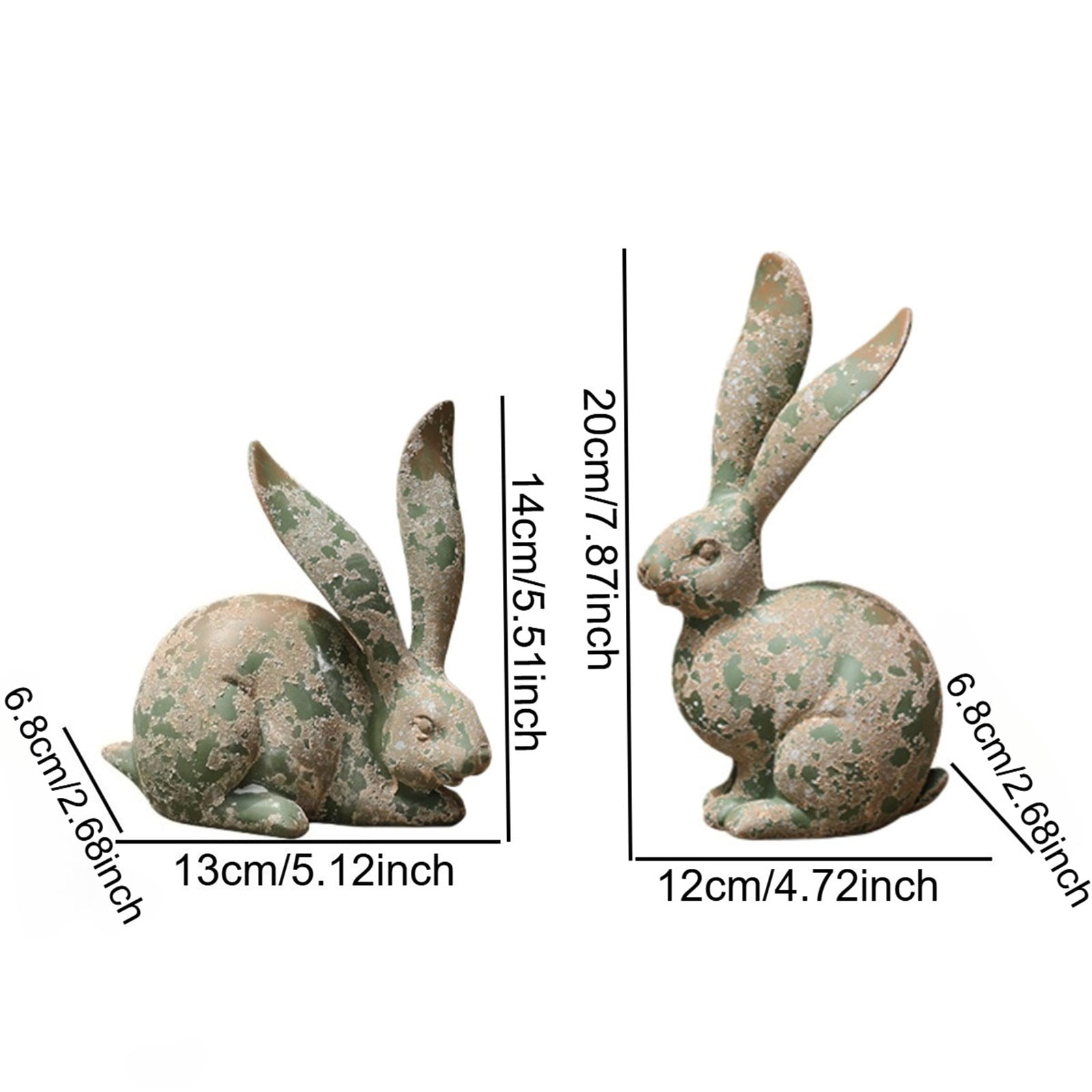 Yrmaups Easter Bunny Statues, 2 Pack Outdoor Resin Rabbit Ornaments, Garden Statues, Yard Art Decor, Spring Lawn Decor, Weatherproof Bunny Sculpture
