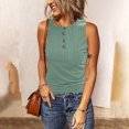 thumbnail image 3 of OAVQHLG3B Womens Tank Tops Summer Casual Casual Tanks Sleeveless Buttons Slimming Solid Round Neck Pullover Vest Blouse Tops, 3 of 5