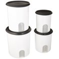 thumbnail image 1 of TUPPERWARE ONE TOUCH REMINDER 4-PC. CANISTER SET/BLACK WITH NEW DESIGNED SEALS, 1 of 1