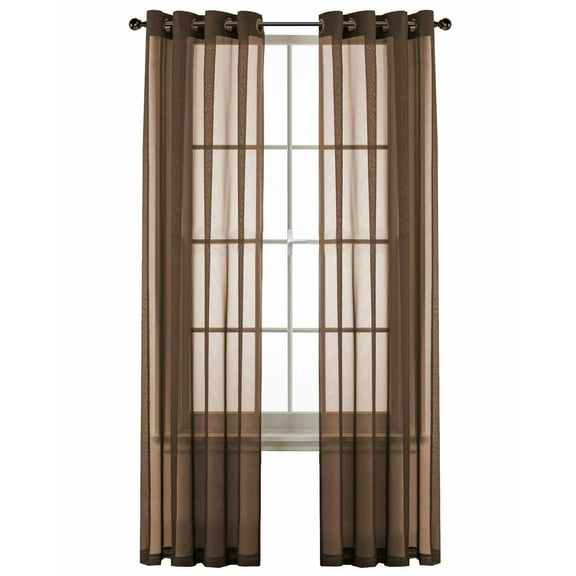 Basic Home Custom Sheer Voile Grommet Top Window Curtains - Brown