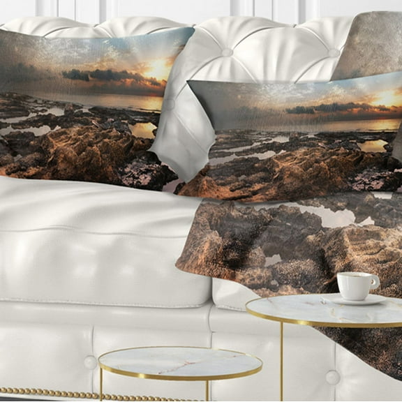 Designart 12" x 20" Brown Polyester Throw Pillow