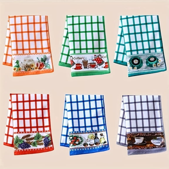 Soft Absorbent Printed Decorations Kitchen Towels 6 Count
