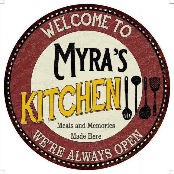 Myra's Kitchen 14" Round Metal Sign Bar Game Room Wall Decor 100140040387