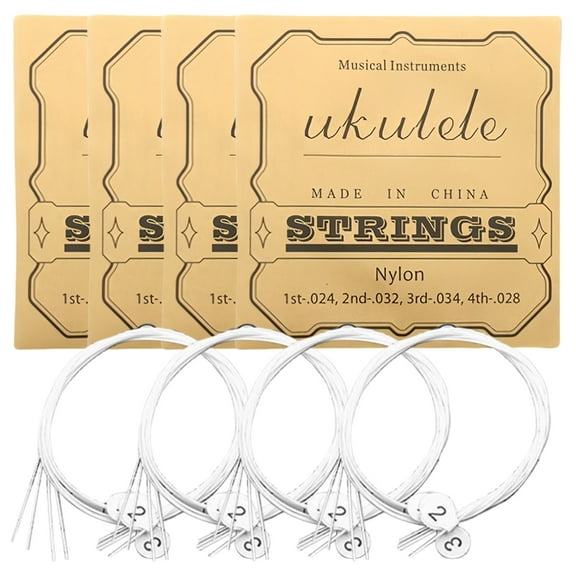 Ciwanning 4 Pack Ukulele Strings Musical Instrument Parts Easily on Fingertips Beginner Nylon Ukulele Strings Tuning Replacements